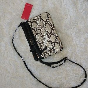 Rampage adjustable crossbody bag with faux leather snake print NWT